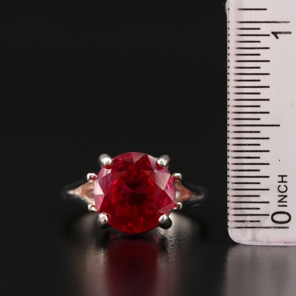 HUGE Vintage Ruby Ring Solitaire 6.5 - Picture 2 of 8